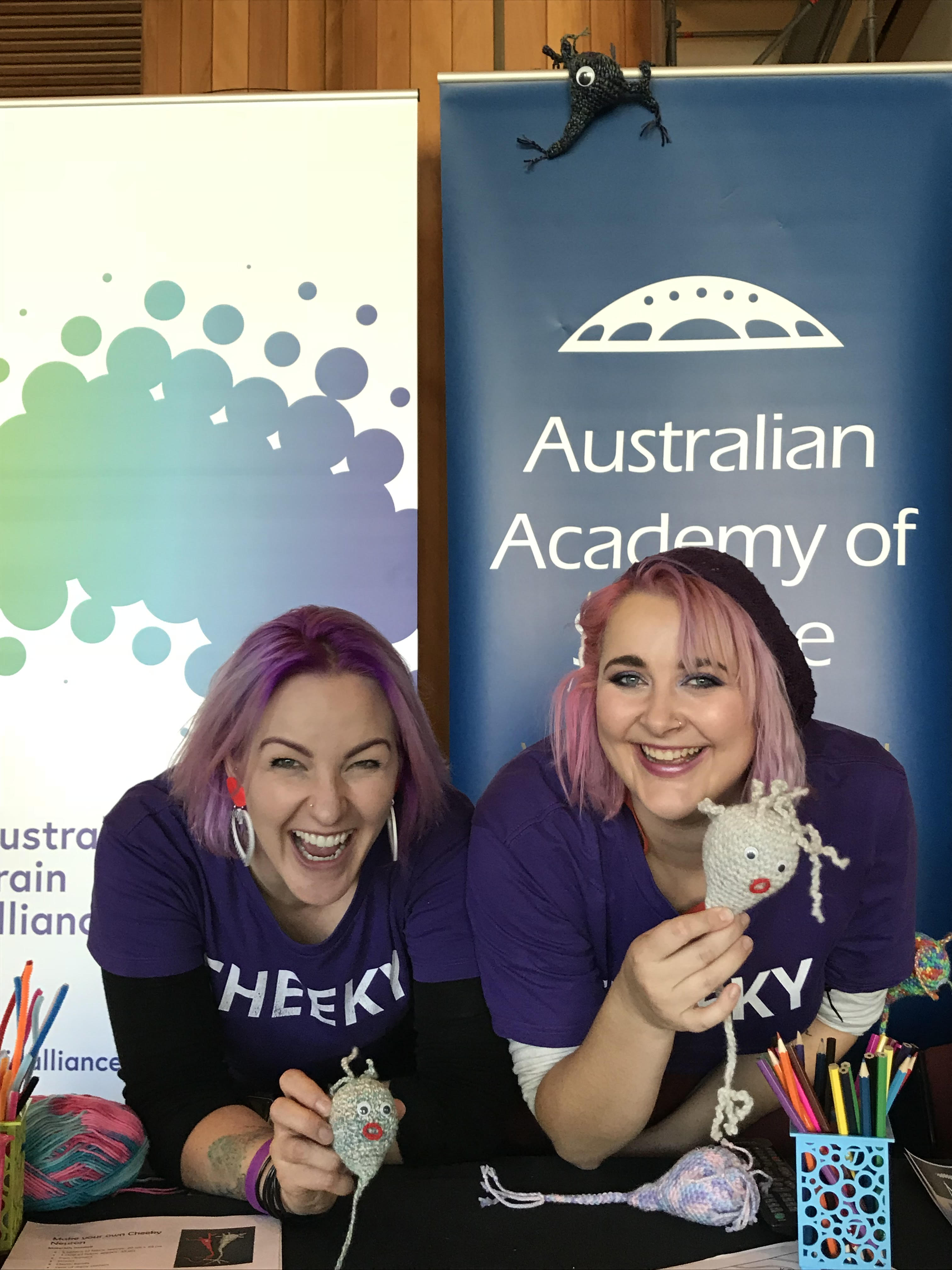 Jo Adams, Kendal Fairweather, Nix & Nellie spreading epilepsy awareness & being a bit cheeky on Purple Day at Parliament House