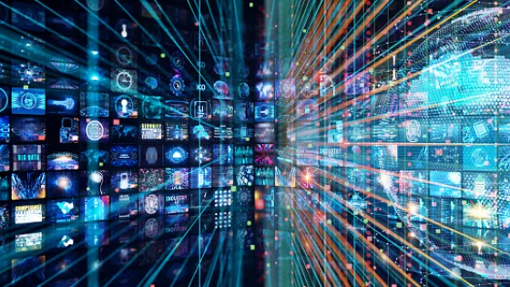 Media concept with TV screens 3d