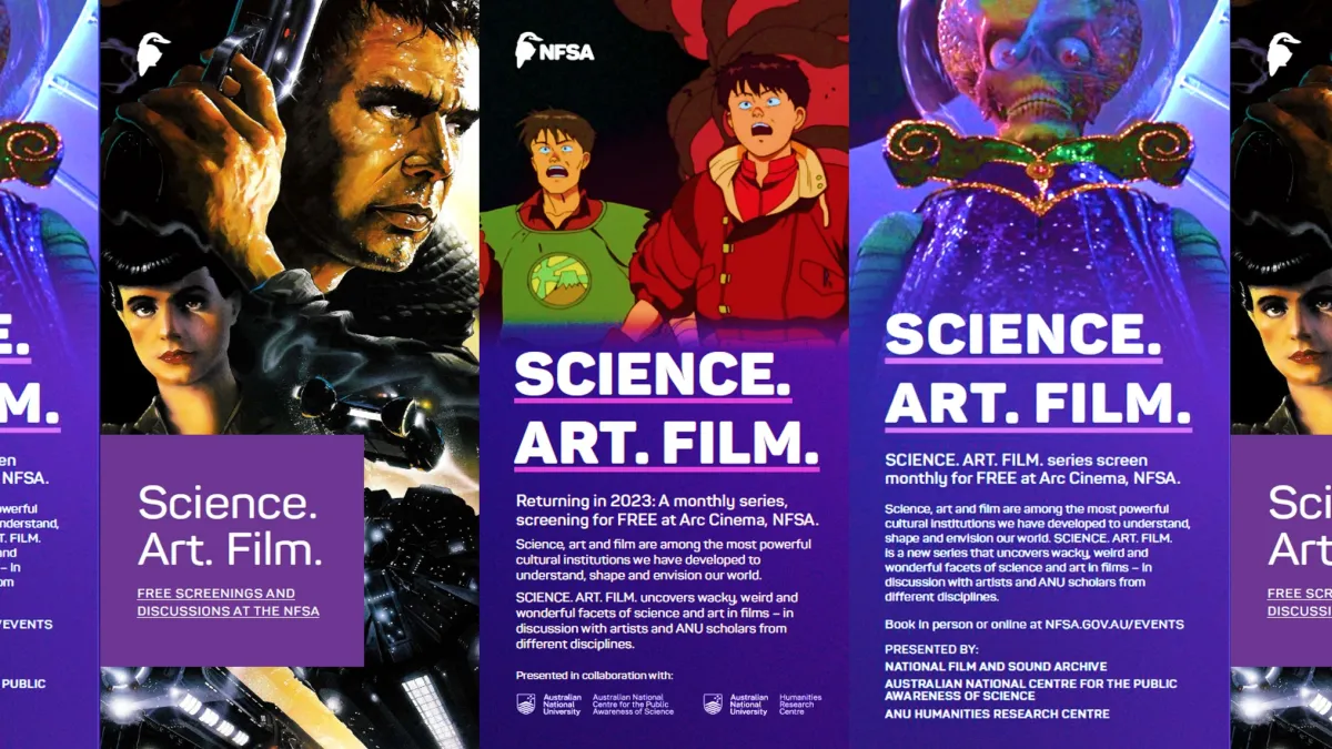 Science.Art.Film flyers collage from 2022-2023. 