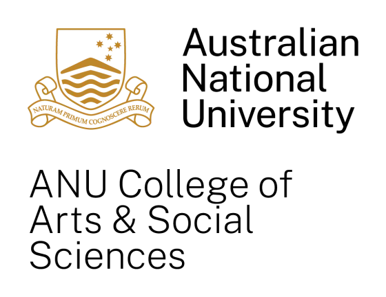 A gold shield to the left of black text, &quot;Australia National University College of Arts &amp; Social Science&quot;
