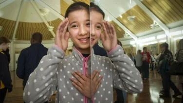 Alfred Deakin High School student Natalie Forster enjoys one of the science installations at the Botswana High Commission.