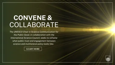 Shooting star through the middle of the image with white text that reads, "Convene and Collaborate"